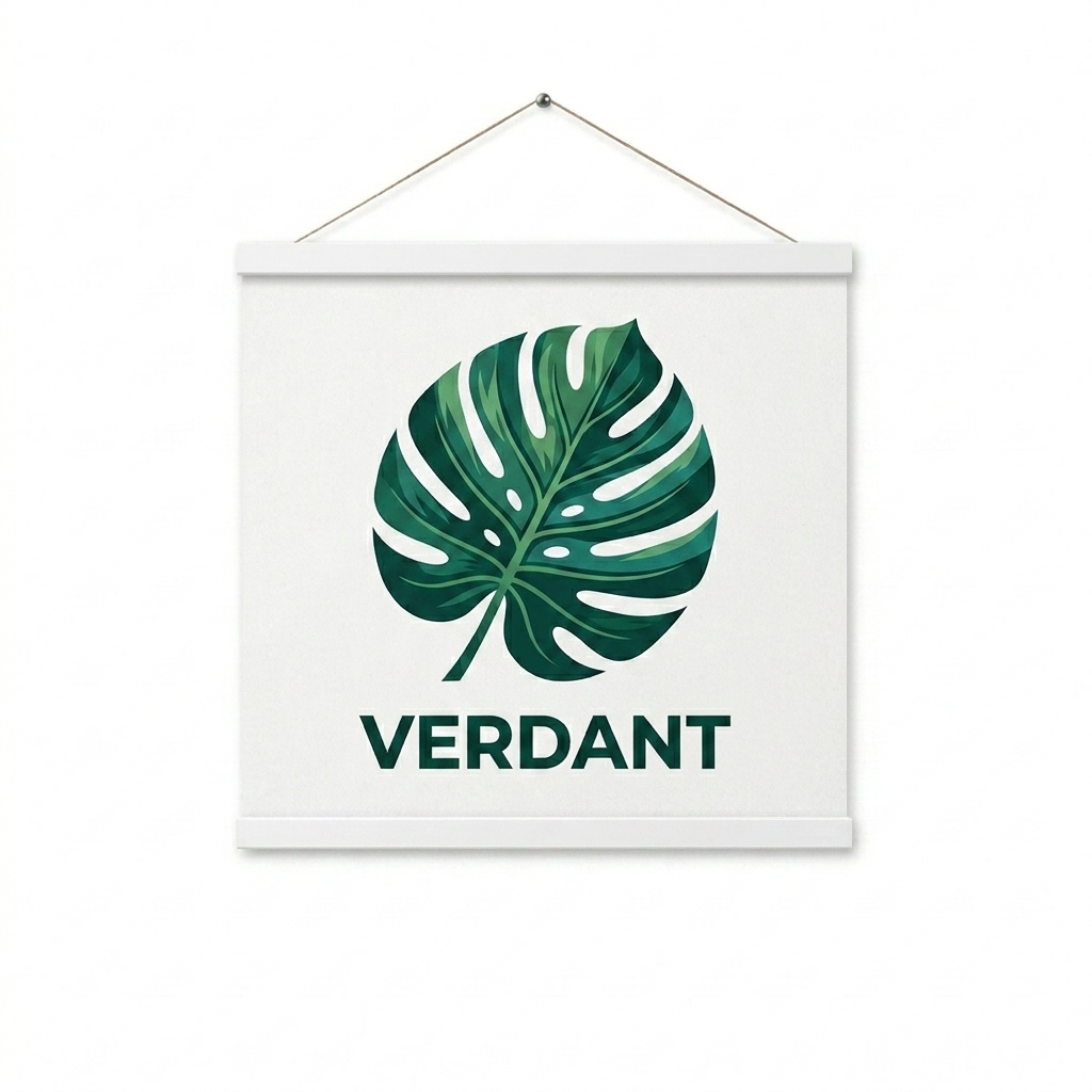 Custom Matte Paper Poster with Magnetic Hanger design direction 2: Botanical Illustration featuring the VERDANT wordmark