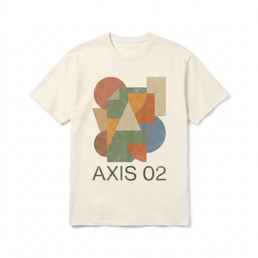 Custom Men's Premium Short Sleeve Tee design direction 2: Abstract Geometric Graphic featuring the AXIS 02 wordmark