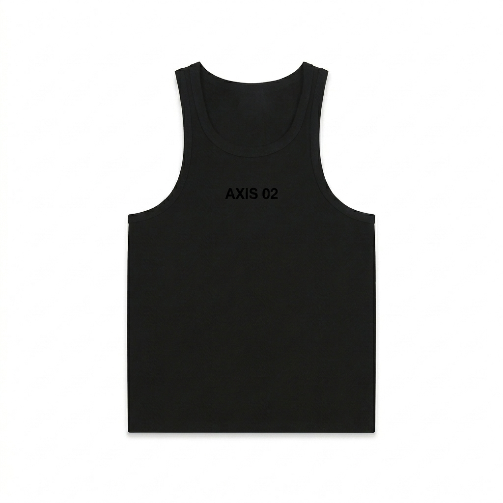 Custom Performance Blend Tank Top design direction 1: Minimalist Athletic Wordmark featuring the AXIS 02 wordmark