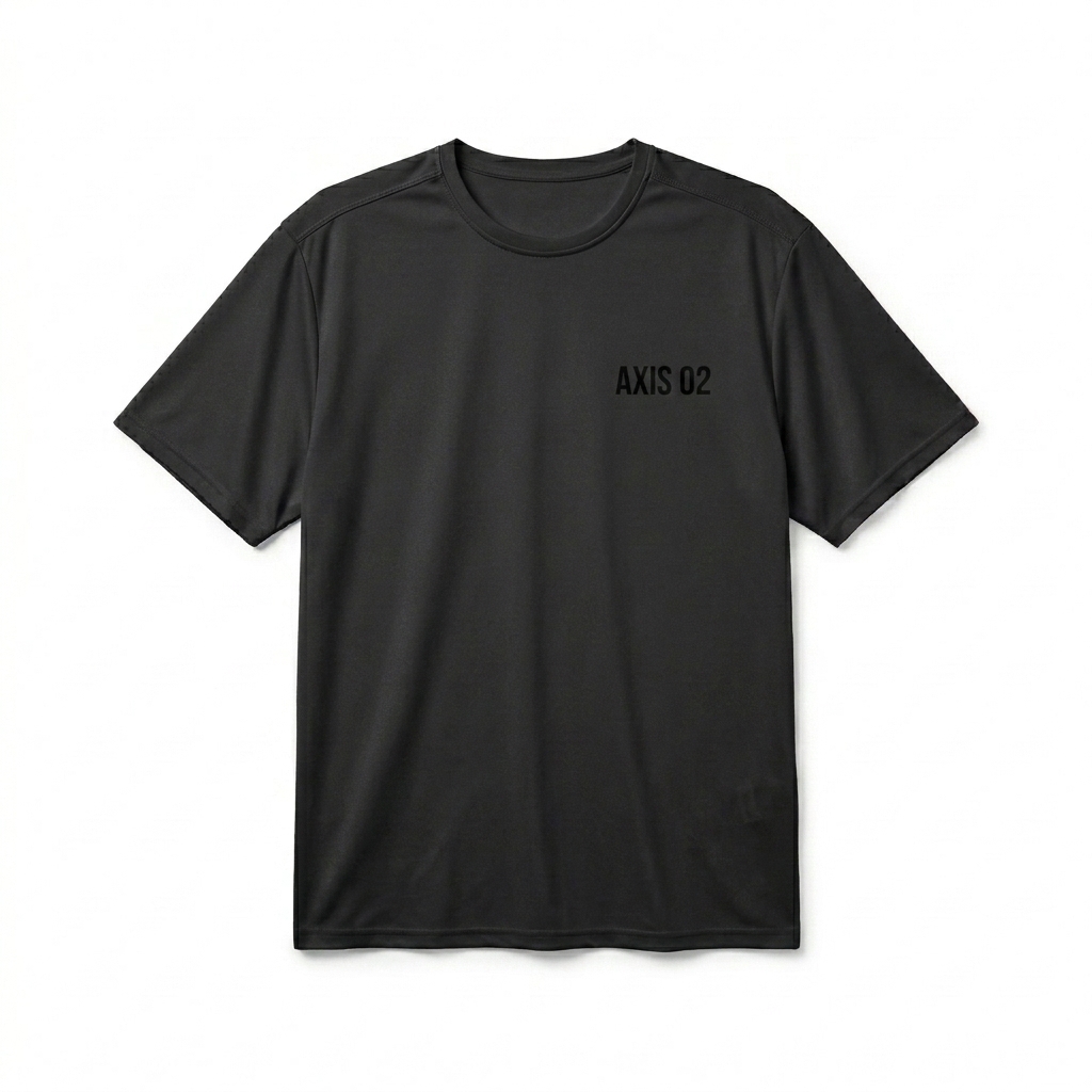 Custom Performance Crew Neck T-Shirt design direction 1: Tonal Minimalist Wordmark featuring the AXIS 02 wordmark