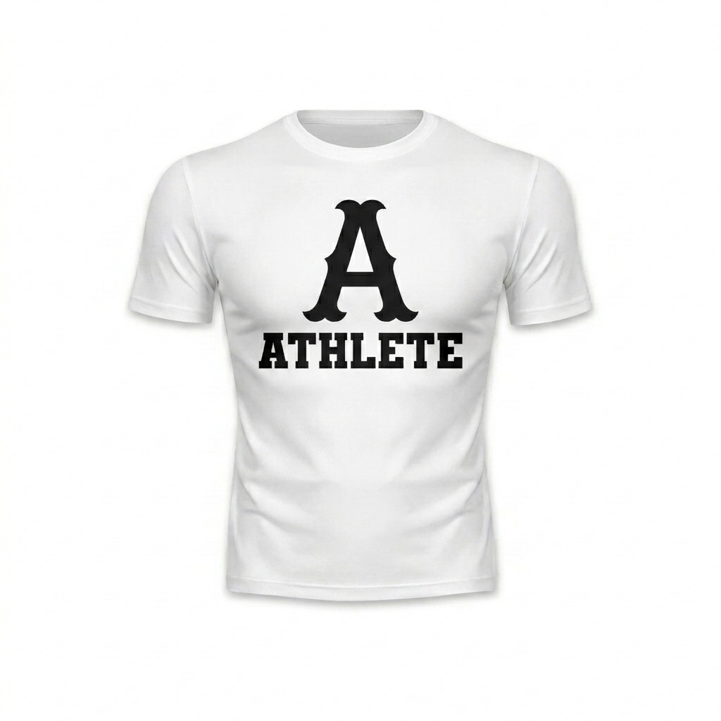 Custom Performance Short-Sleeve T-Shirt design direction 3: Retro Collegiate Emblem featuring the ATHLETE wordmark