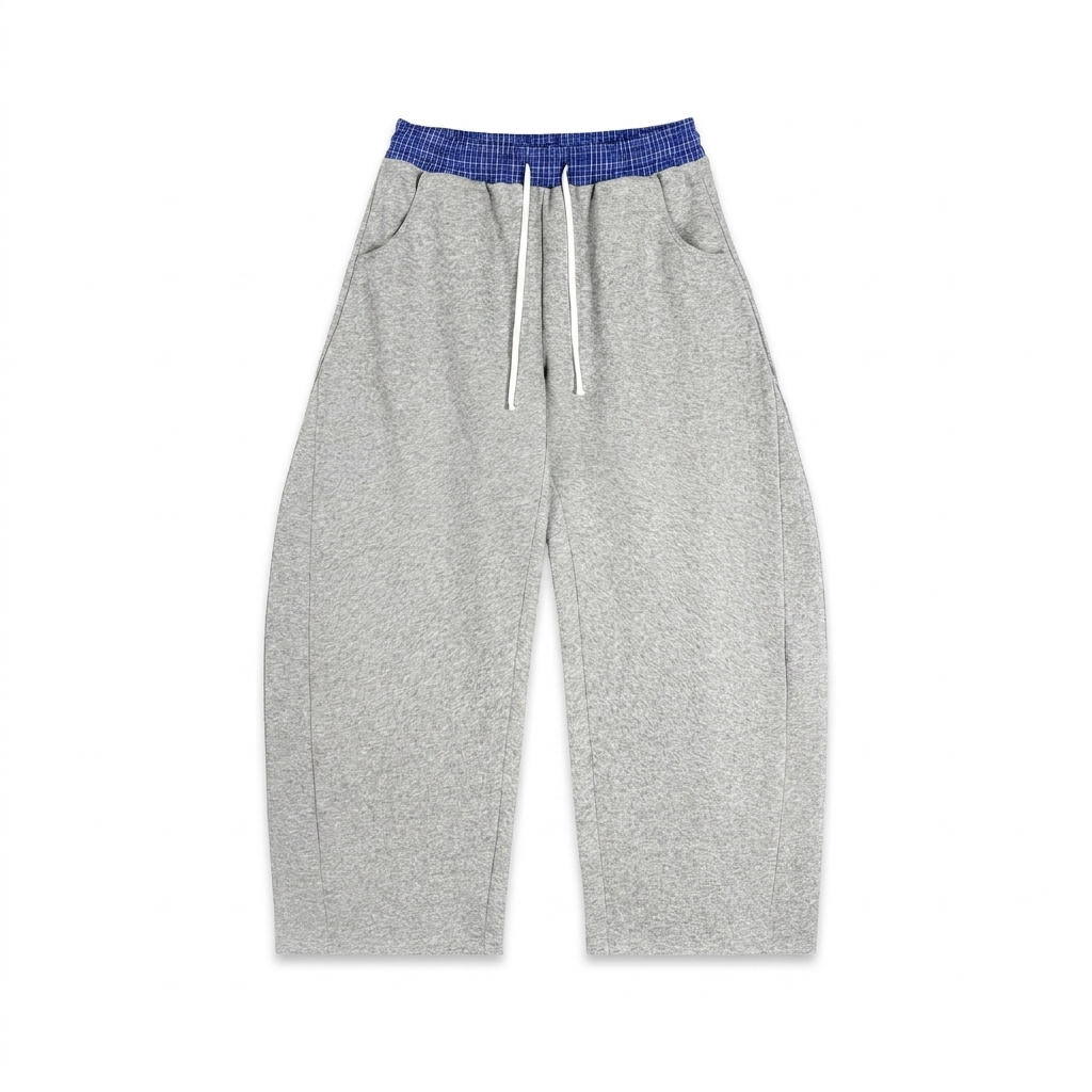 Custom Plaid Waistband Barrel Sweatpants — Pants