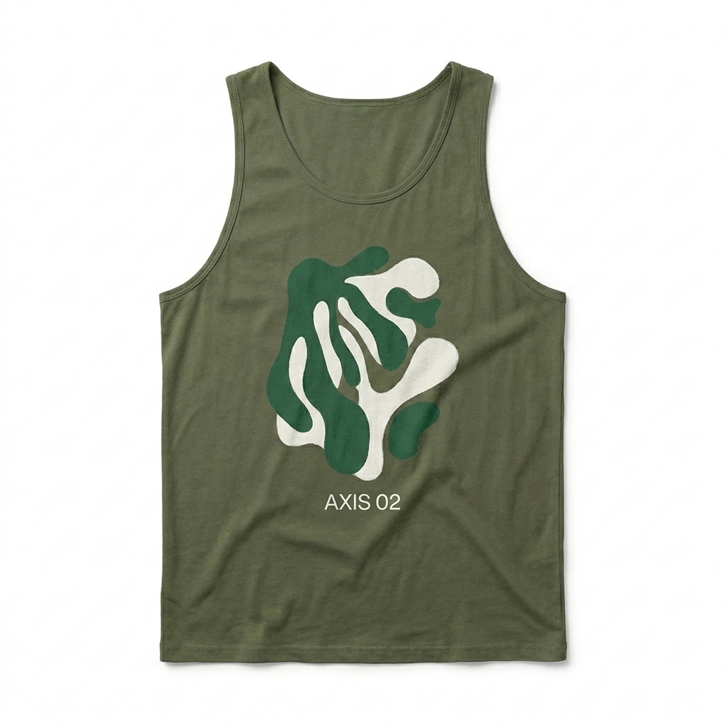 Custom Premium Custom Tank Top design direction 2: Bold Abstract Graphic featuring the AXIS 02 wordmark