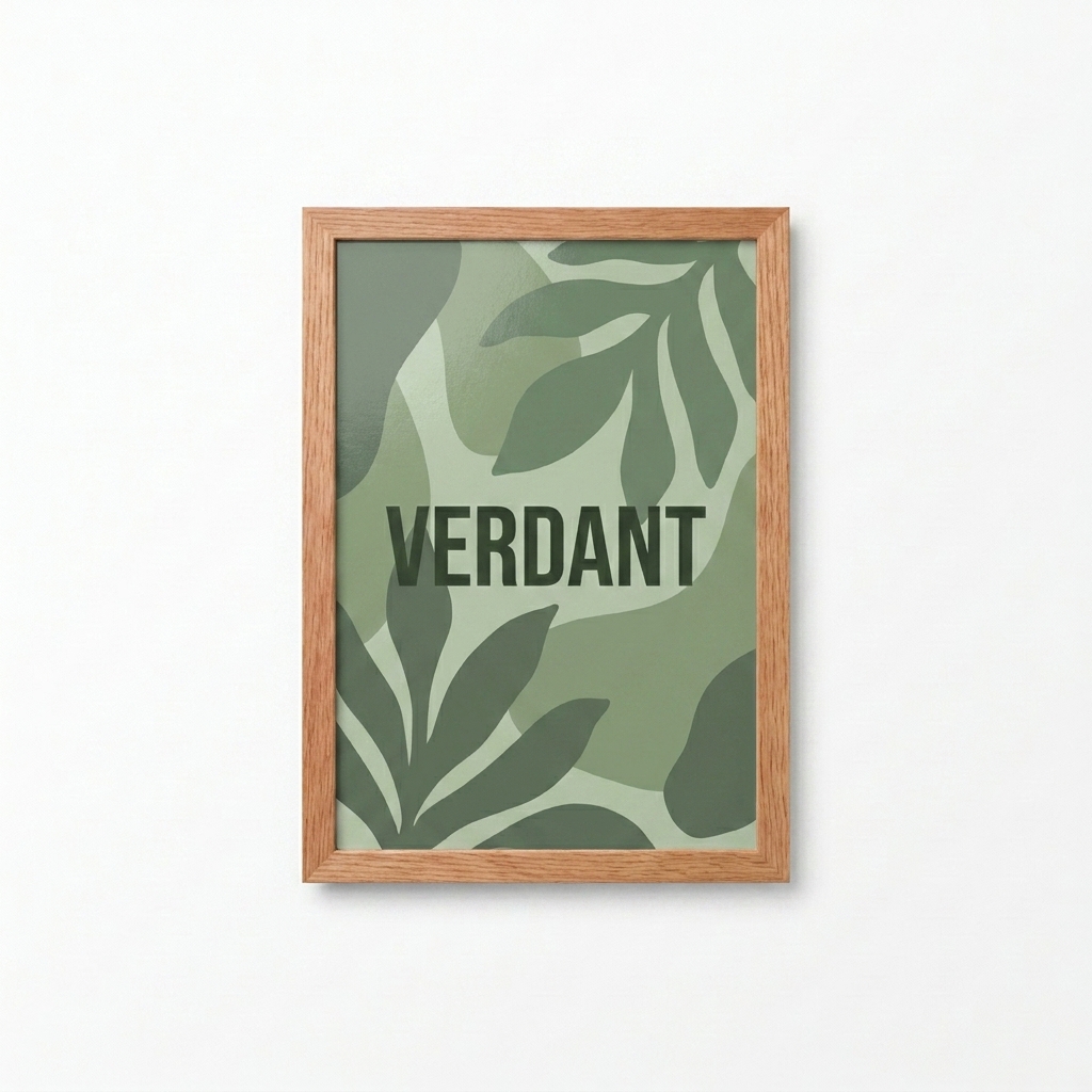 Custom Premium Framed Photo Poster design direction 2: Bold Abstract Botanical featuring the VERDANT wordmark