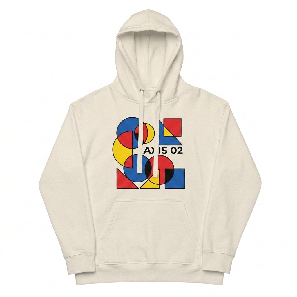 Custom Premium Pullover Hoodie design direction 2: Abstract Geometric featuring the AXIS 02 wordmark