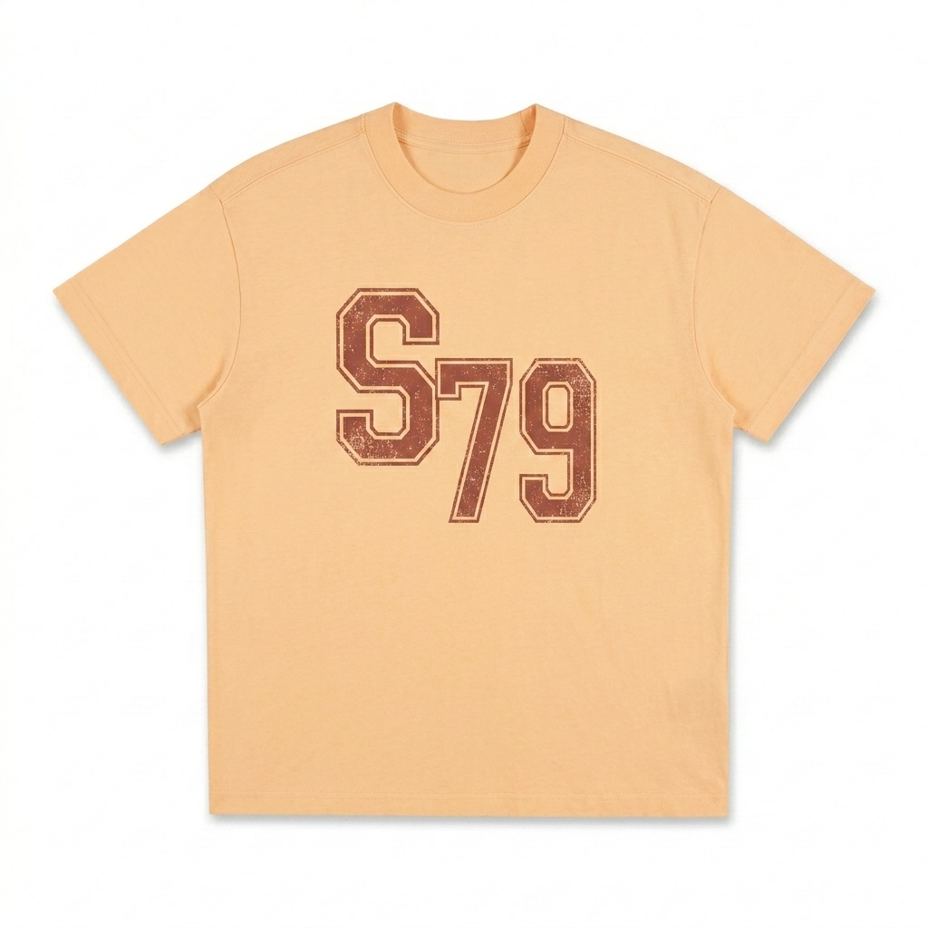 Custom Quick-Dry Cooling T-Shirt design direction 3: Retro Collegiate Emblem featuring the STUDIO 79 wordmark