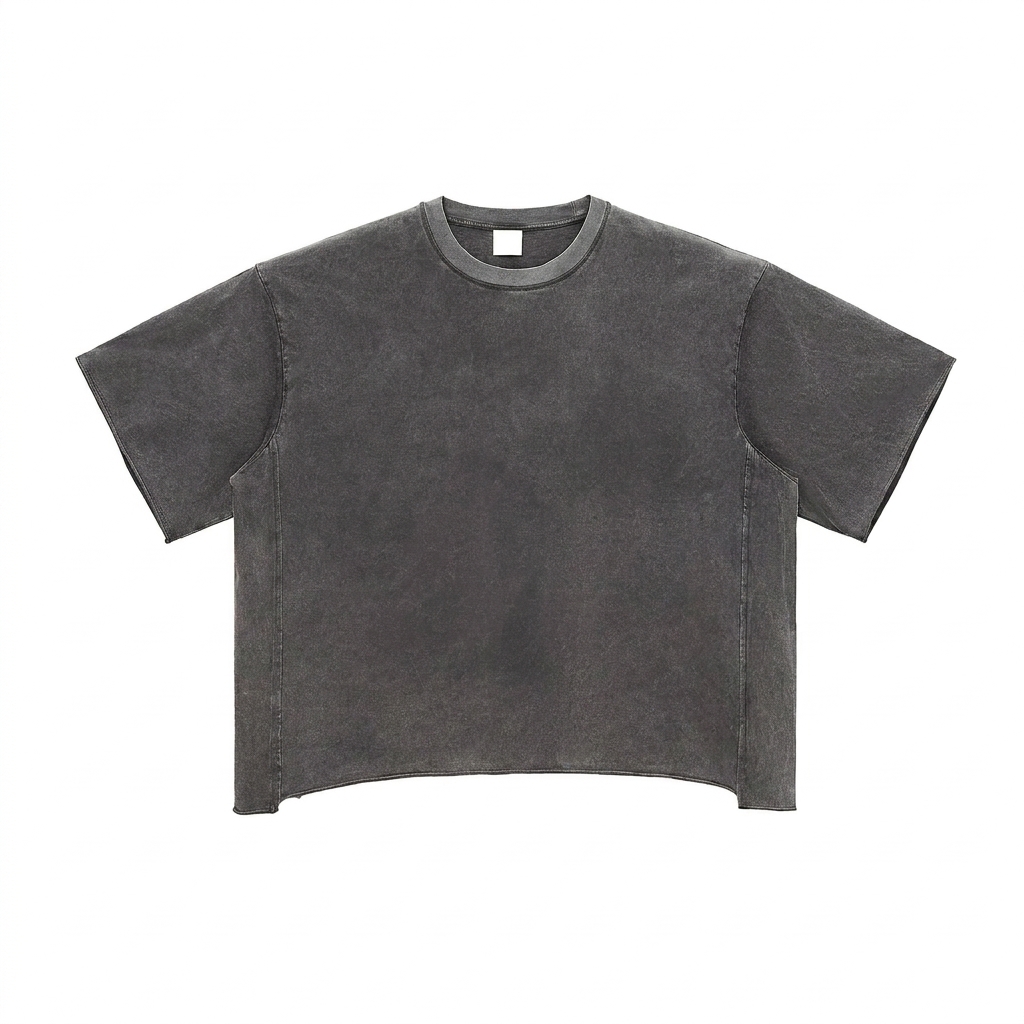 Custom Raw Edge Snow Washed Boxy T-Shirt — T-Shirts