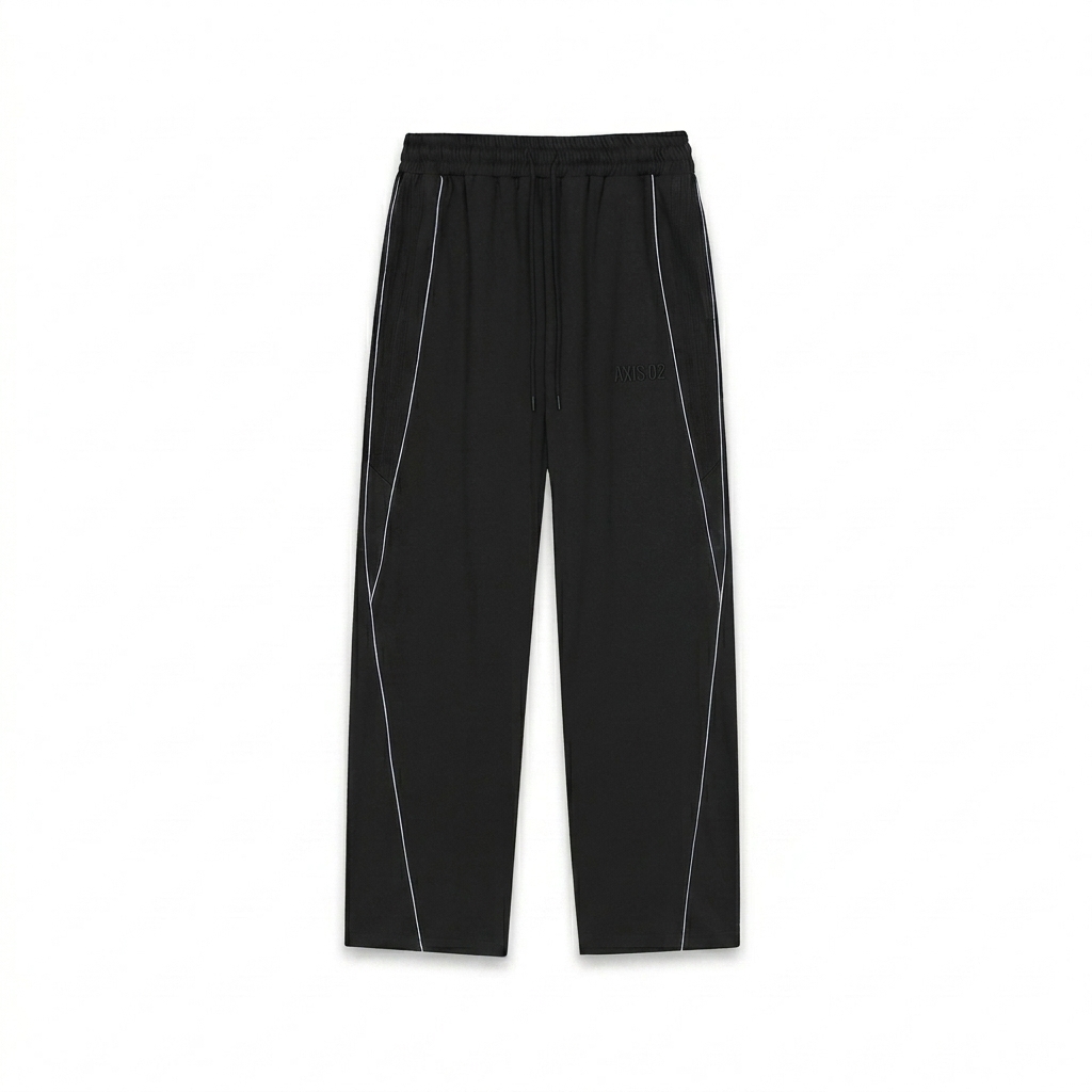 Custom Reflection Striped Straight-Leg Sweatpants design direction 1: Tonal Utility Wordmark featuring the AXIS 02 wordmark
