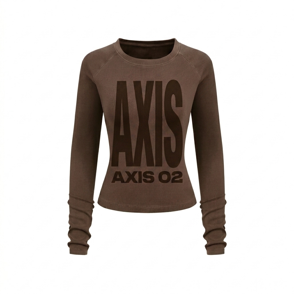 Custom Slim-Fit Raglan Long Sleeve Tee design direction 3: Distorted Type Statement featuring the AXIS 02 wordmark