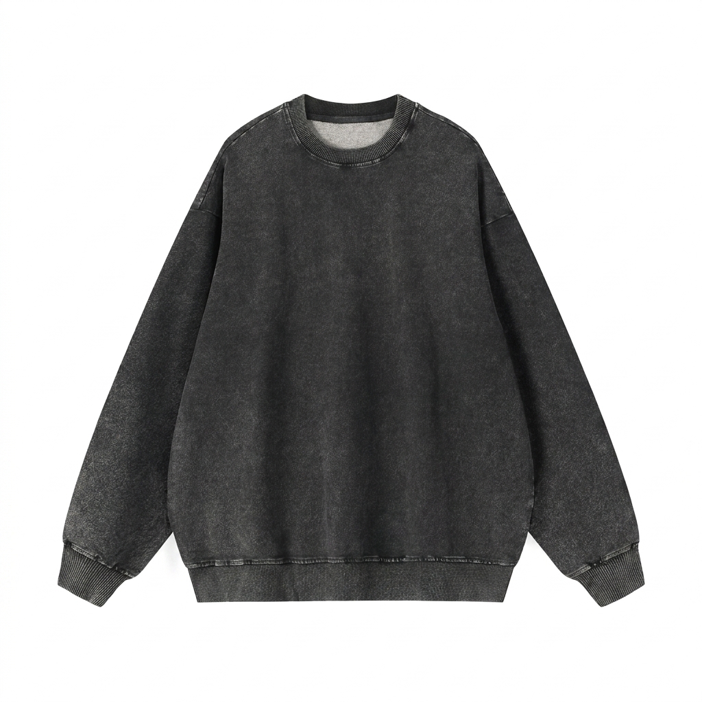 Custom Snow Wash Oversized Crewneck Sweatshirt — Crewnecks