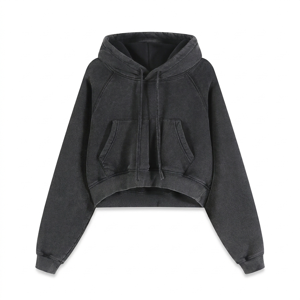 Custom Snow Washed Cropped Hoodie — Hoodies