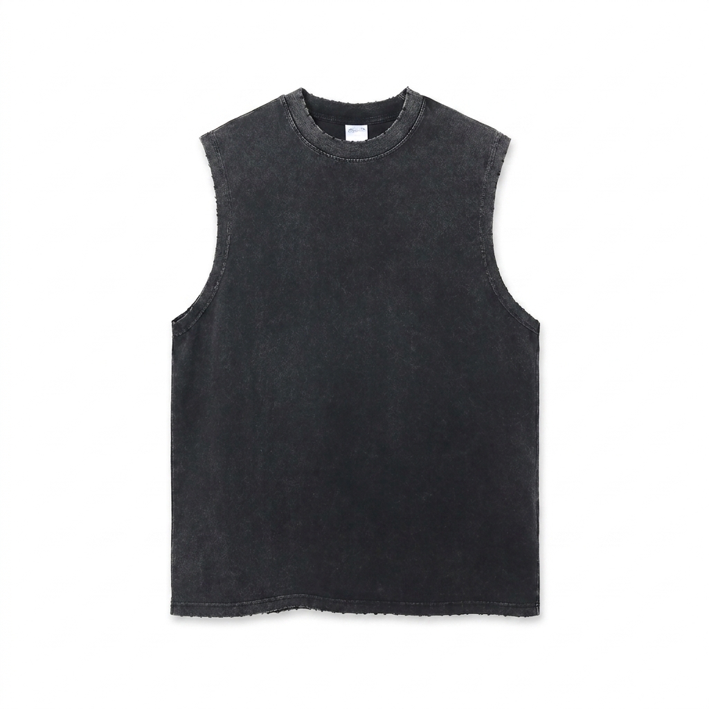 Custom Snow Washed Frayed Hem Tank Top — Tank Tops