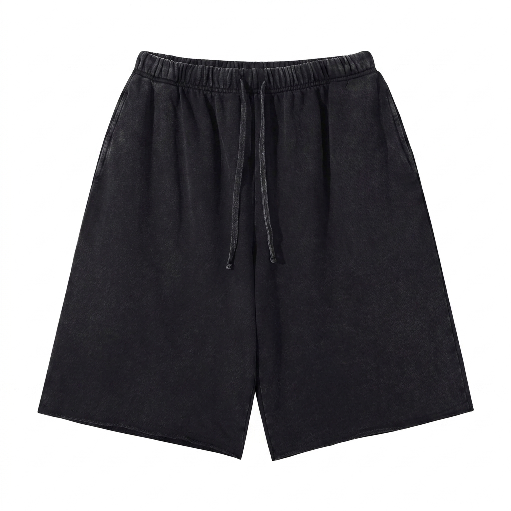 Custom Snow Washed Raw Hem Shorts — Shorts