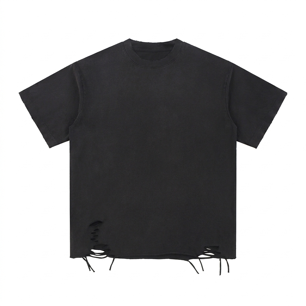 Custom Snow Washed Raw-Hem T-Shirt — T-Shirts