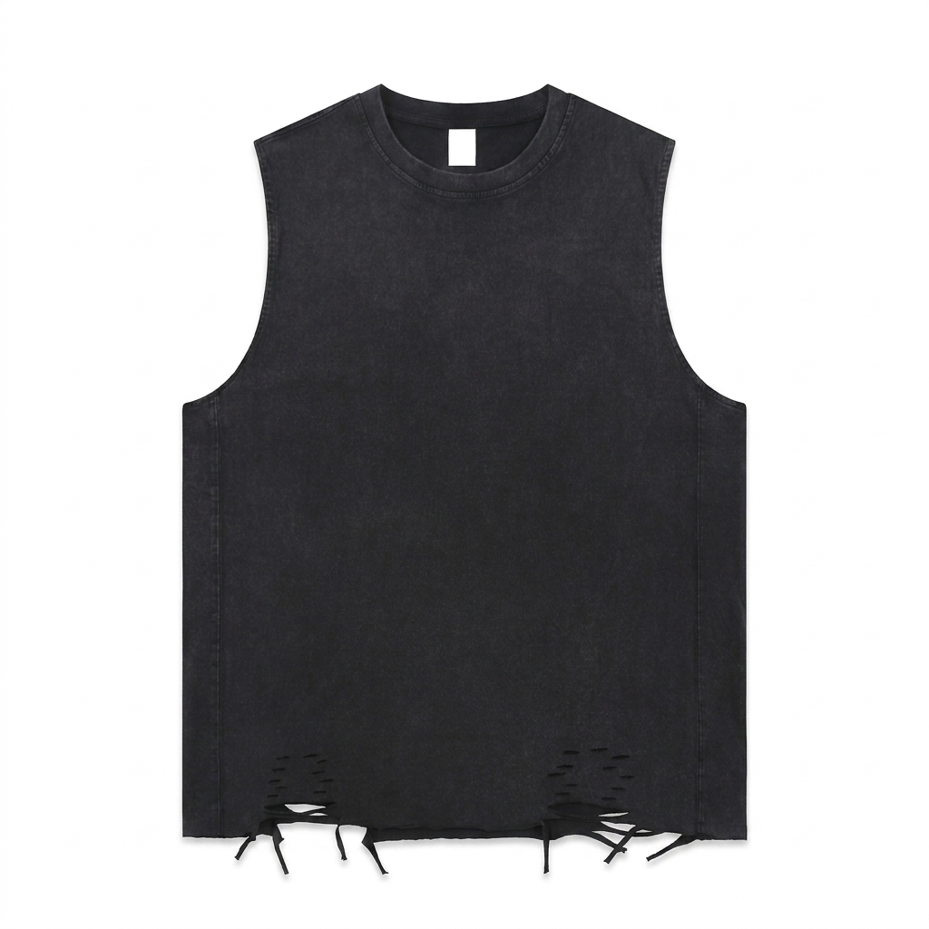Custom Snow Washed Raw-Hem Tank Top — Tank Tops