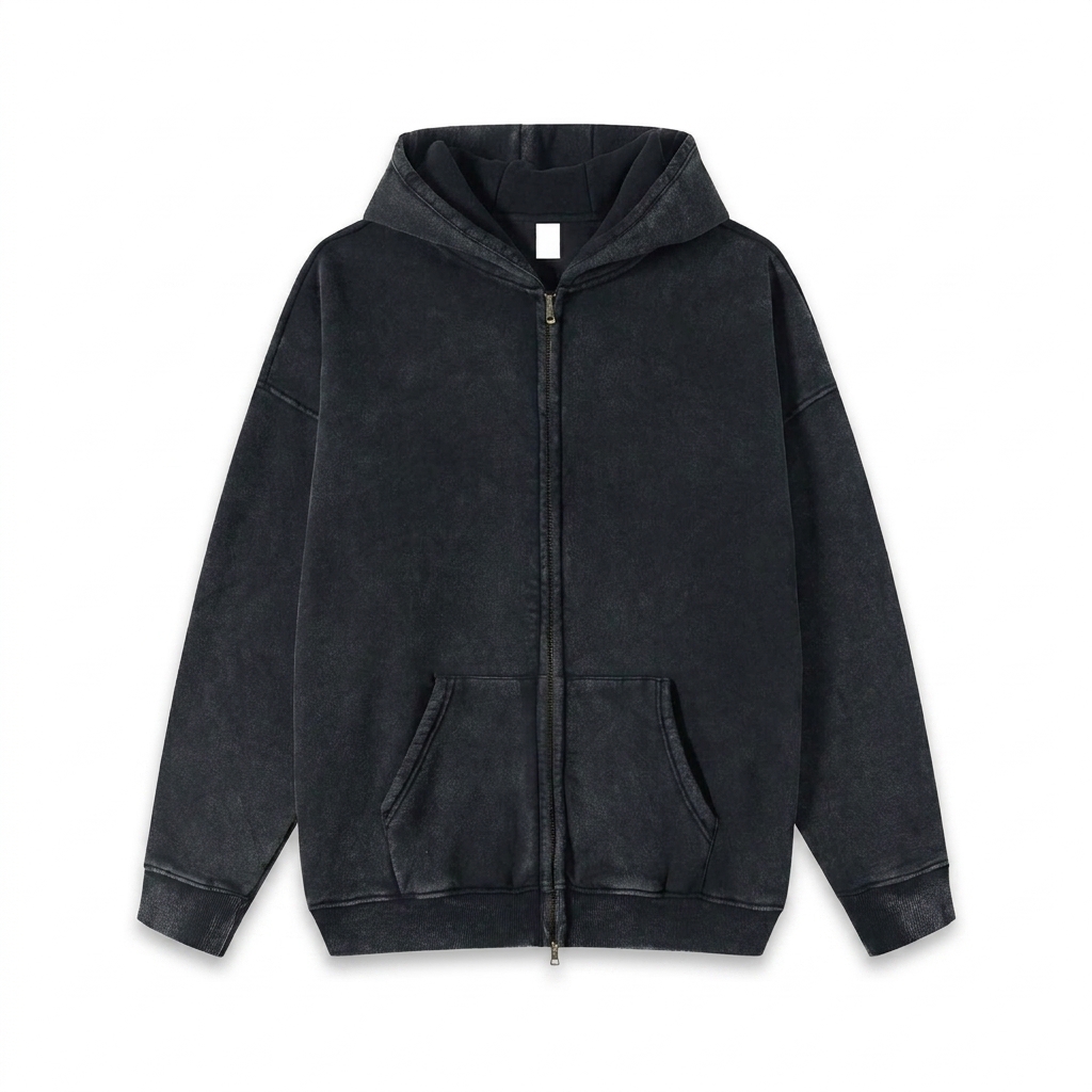 Custom Snow Washed Zip-Through Hoodie — Hoodies