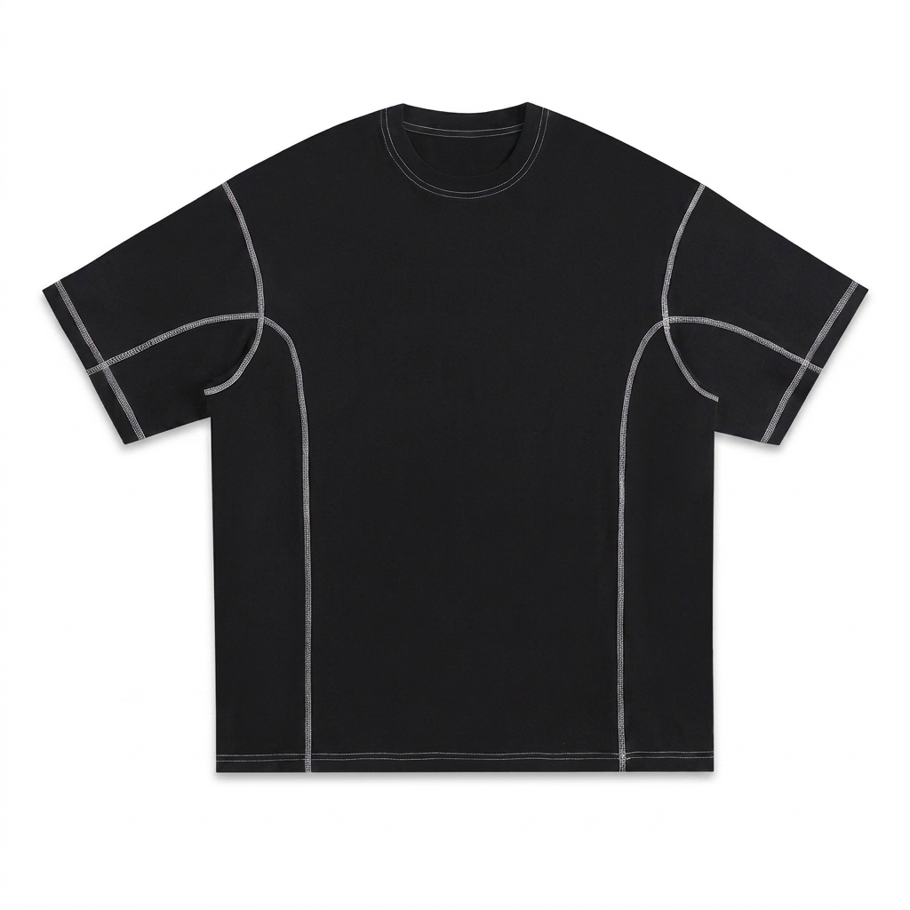 Custom Streetwear Contrast-Stitched T-Shirt — T-Shirts