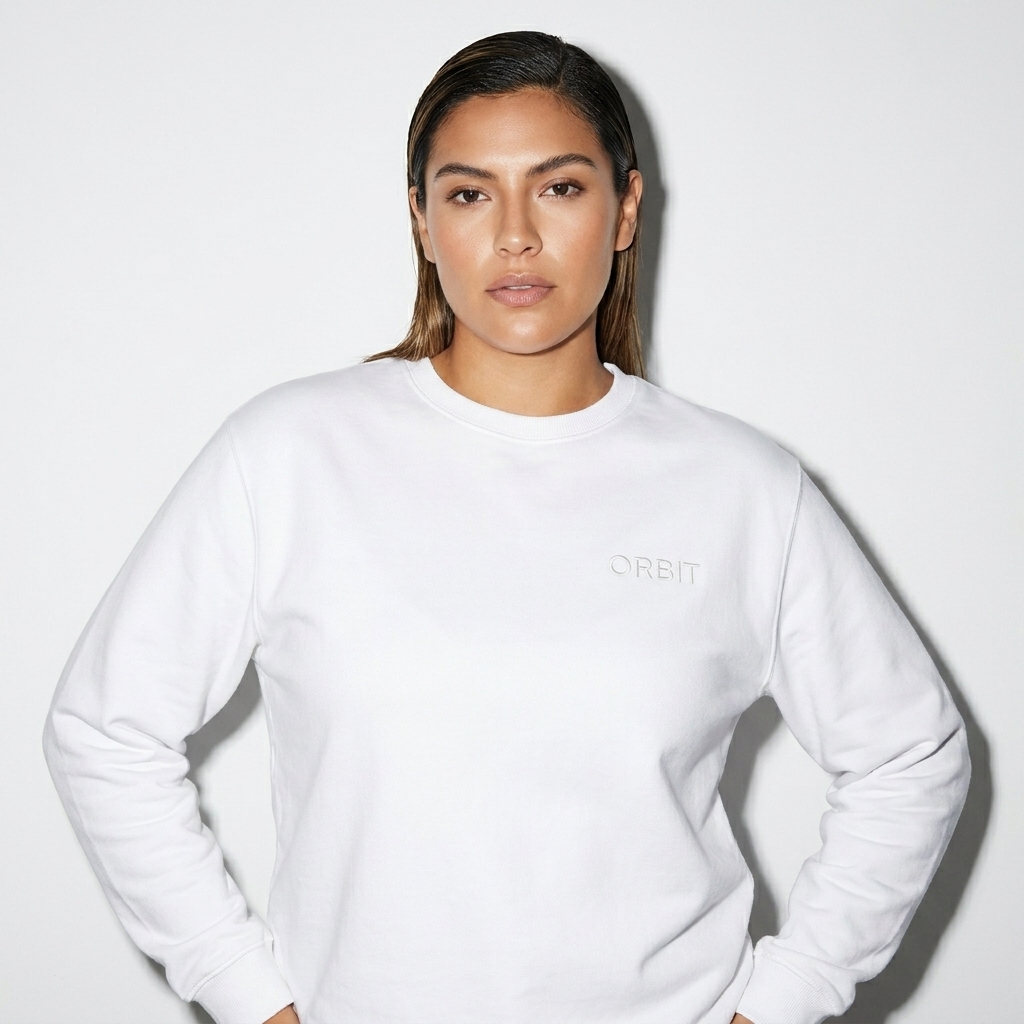 Streetwear Cotton Pullover worn by a broad-shouldered Mexican female fashion influencer, y2k revival styling, studio lookbook — custom streetwear cotton pullover
