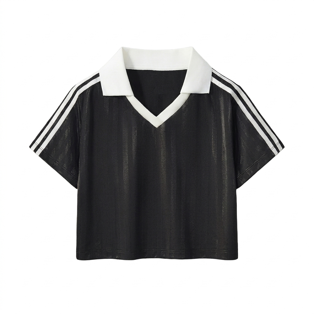 Custom Striped Contrast Collar Cropped Jersey — Jerseys