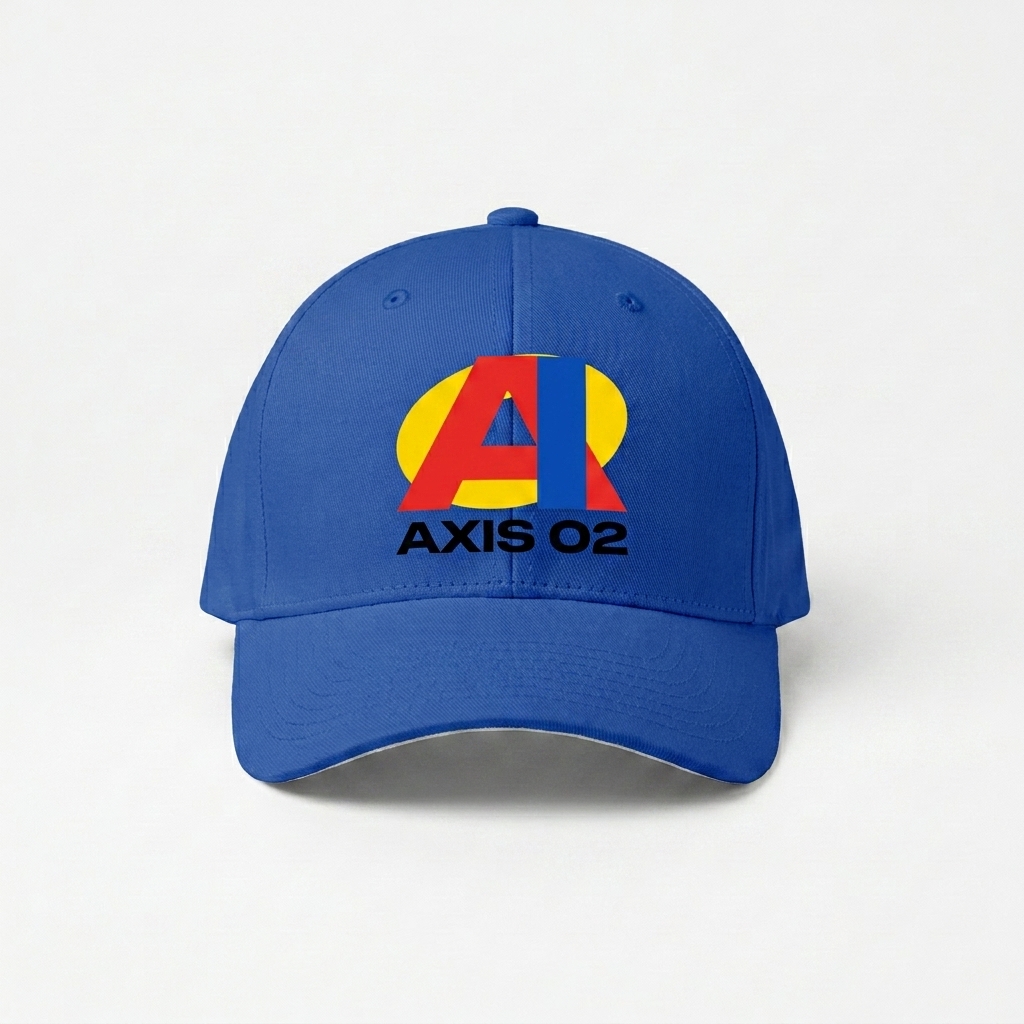Custom Structured Flexfit Cap design direction 2: Abstract Geometric Graphic featuring the AXIS 02 wordmark