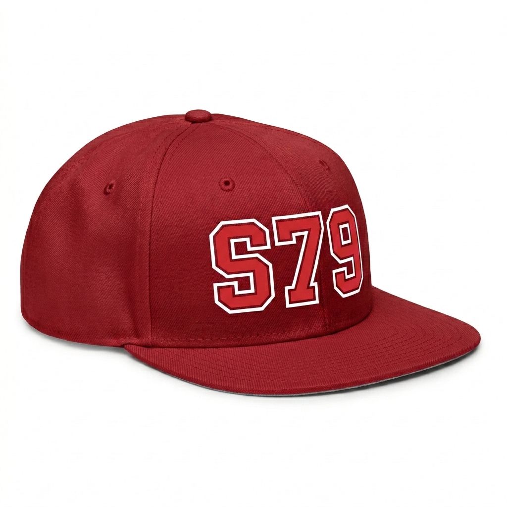 Custom Structured Snapback Cap design direction 2: Retro Collegiate Emblem featuring the STUDIO 79 wordmark