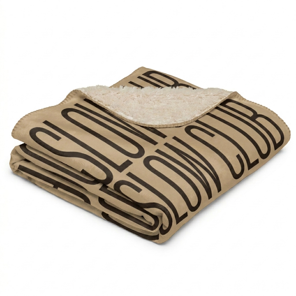 Custom Sublimated Sherpa Blanket design direction 3: Typographic Flow featuring the SLOW CLUB wordmark