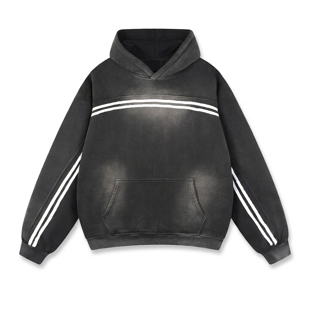 Custom Sun Fade Contrast Tape Fleece Hoodie — Hoodies