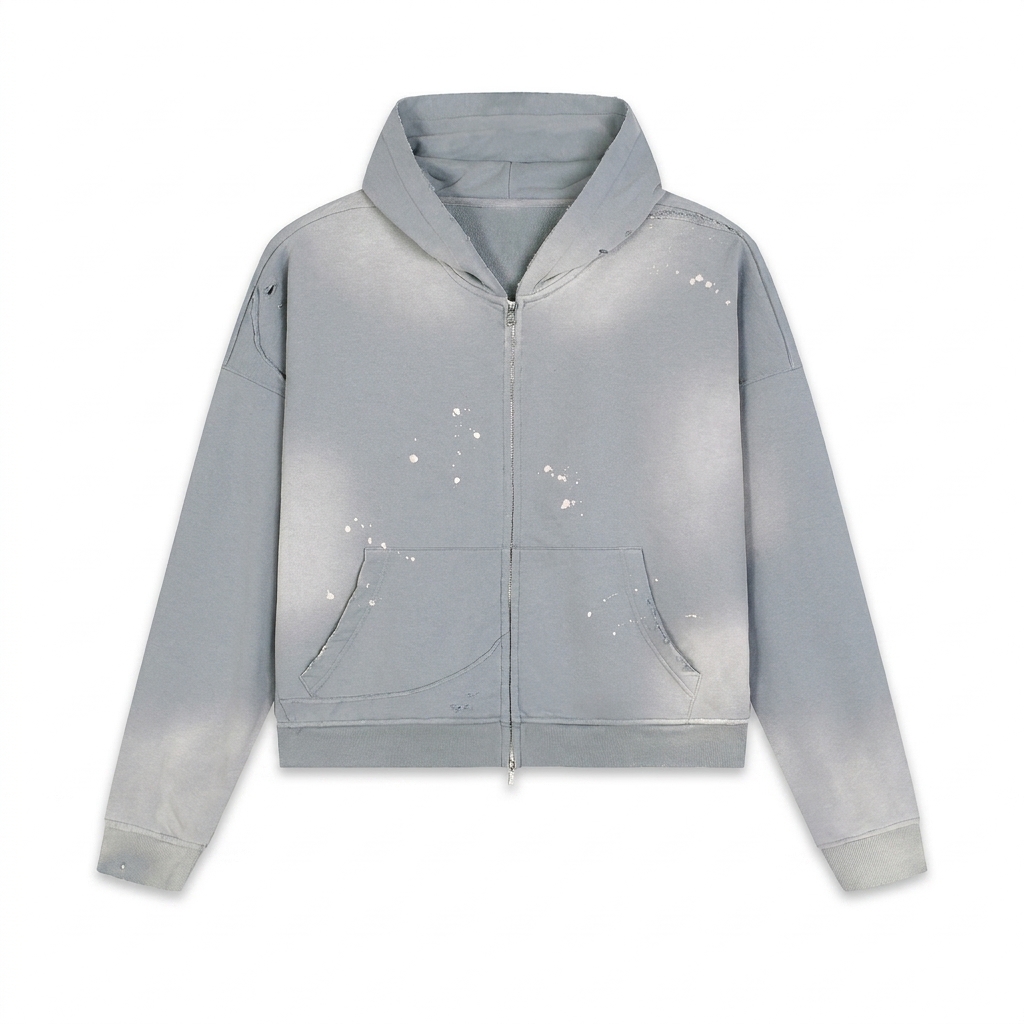 Custom Sun Fade Frayed Zip Hoodie — Hoodies