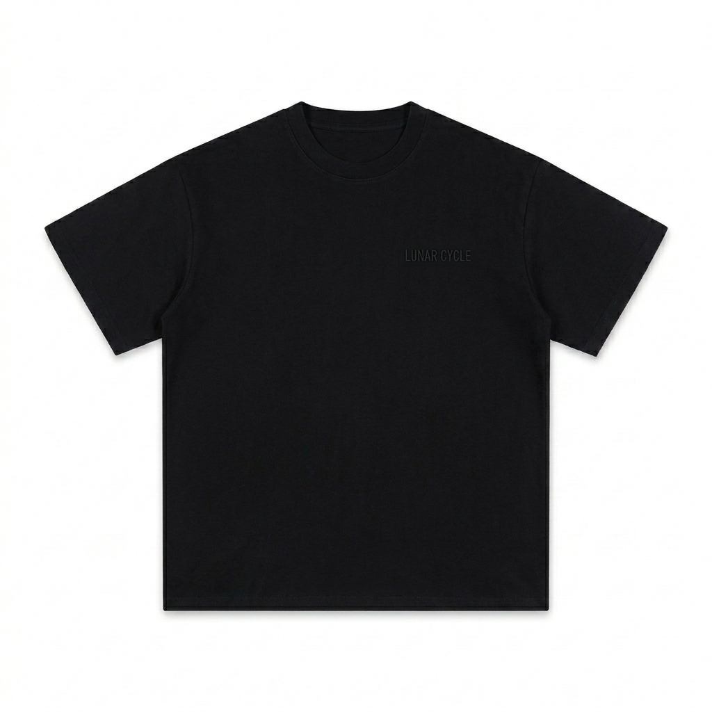 Custom Sunfade Gradient T-Shirt design direction 1: Minimalist Tonal Wordmark featuring the LUNAR CYCLE wordmark