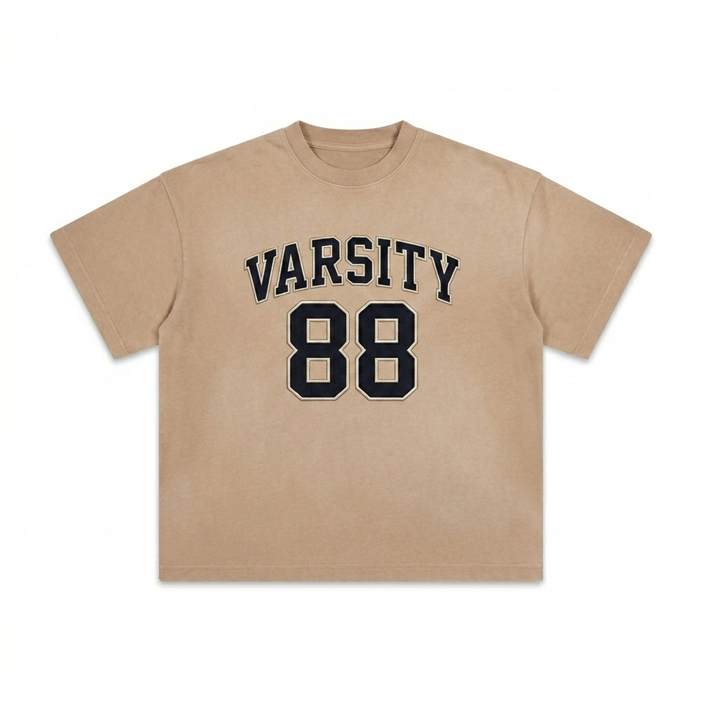 Custom Sunfade T-Shirt design direction 3: Retro Collegiate Emblem featuring the VARSITY 88 wordmark