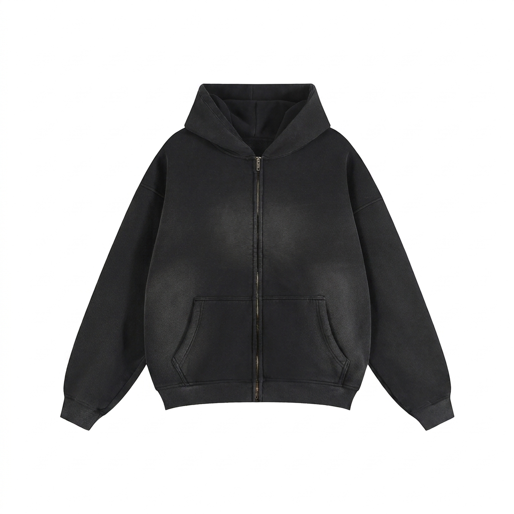 Custom Sunfade Zipper Boxy Hoodie — Hoodies