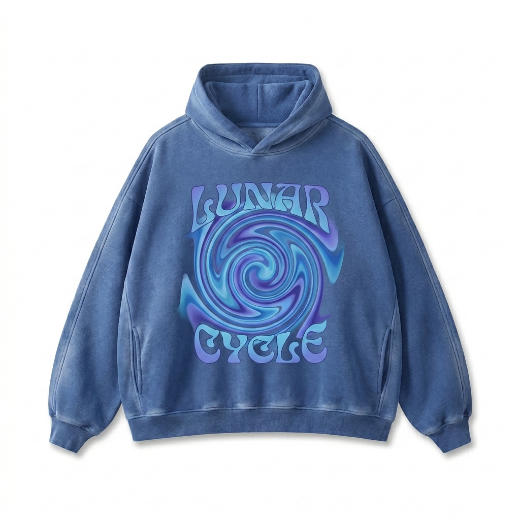 Custom Sunfaded Fleece Hoodie design direction 1: Tonal Embroidered Wordmark featuring the SLATE wordmark