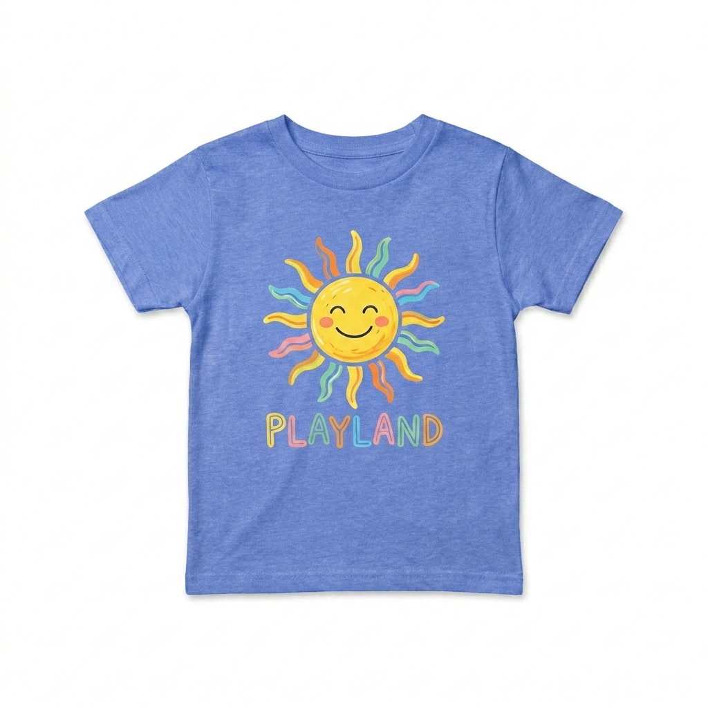 Custom Toddler Short-Sleeve T-Shirt design direction 2: Playful Graphic Illustration featuring the PLAYLAND wordmark