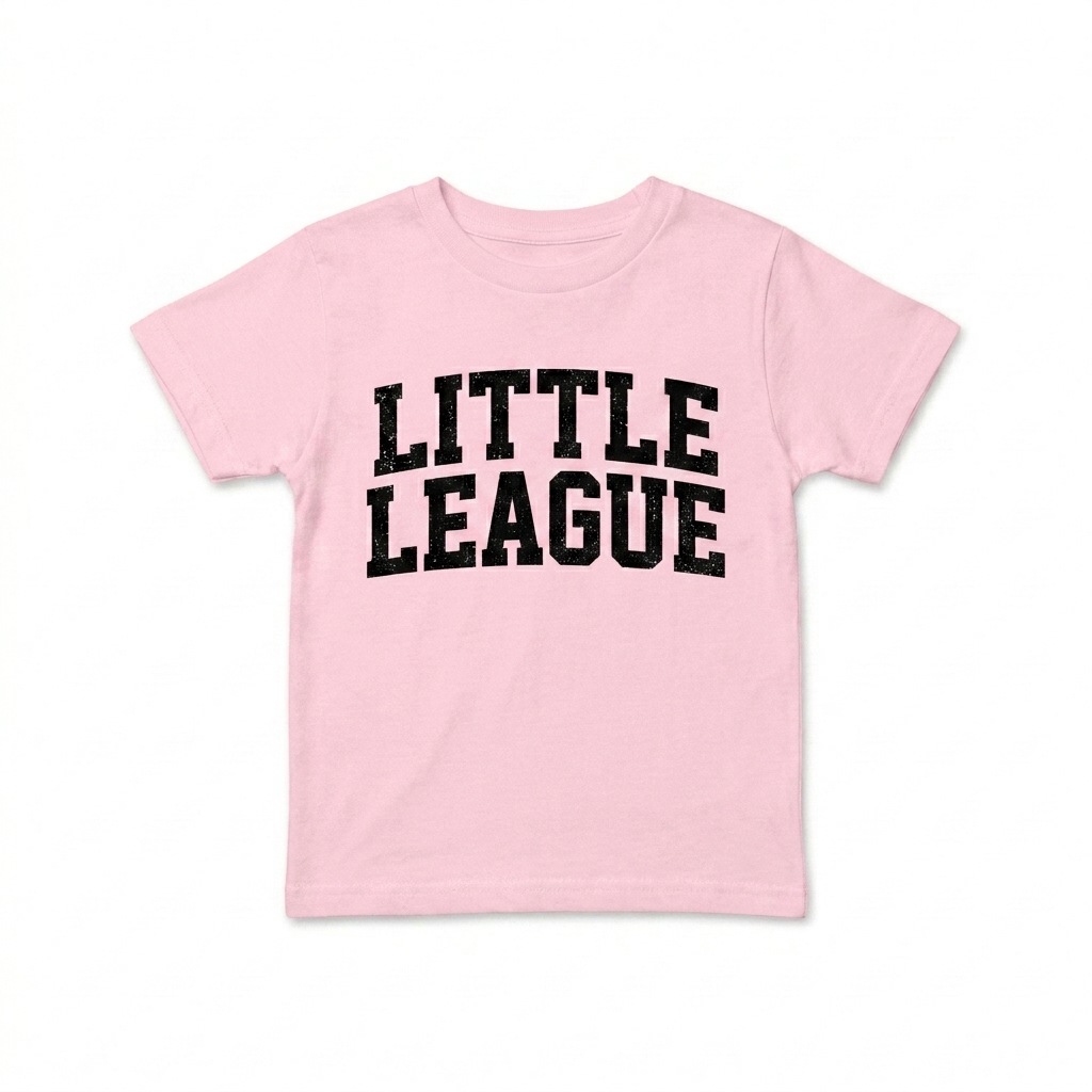 Custom Toddler Short-Sleeve T-Shirt design direction 3: Retro Collegiate Text featuring the LITTLE LEAGUE wordmark