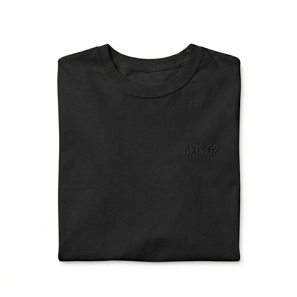 Custom Unisex Garment-Dyed Heavyweight T-Shirt design direction 1: Tonal Minimalist Wordmark featuring the AXIS 02 wordmark