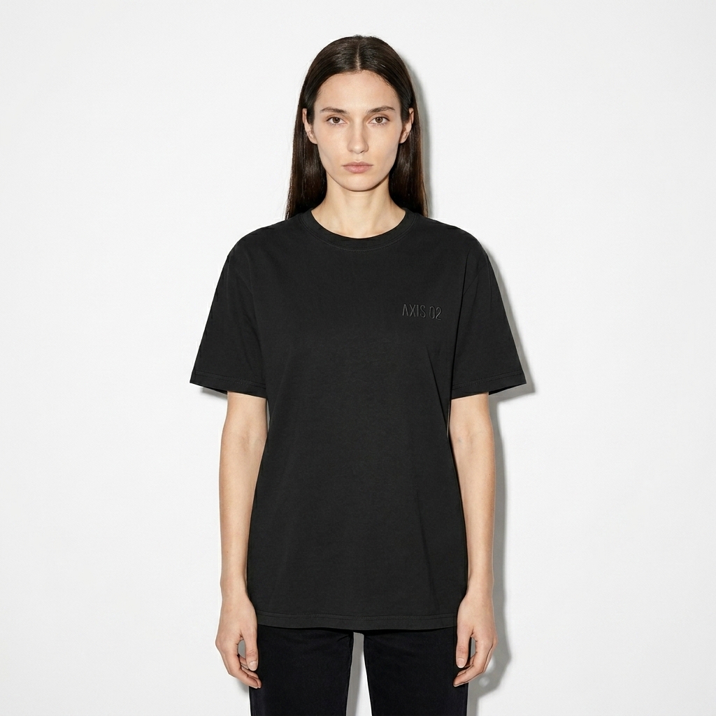 Unisex Garment-Dyed Heavyweight T-Shirt worn by a slim tall Eastern European female fashion influencer, gorpcore outdoor styling, studio lookbook — custom unisex garment-dyed heavyweight t-shirt