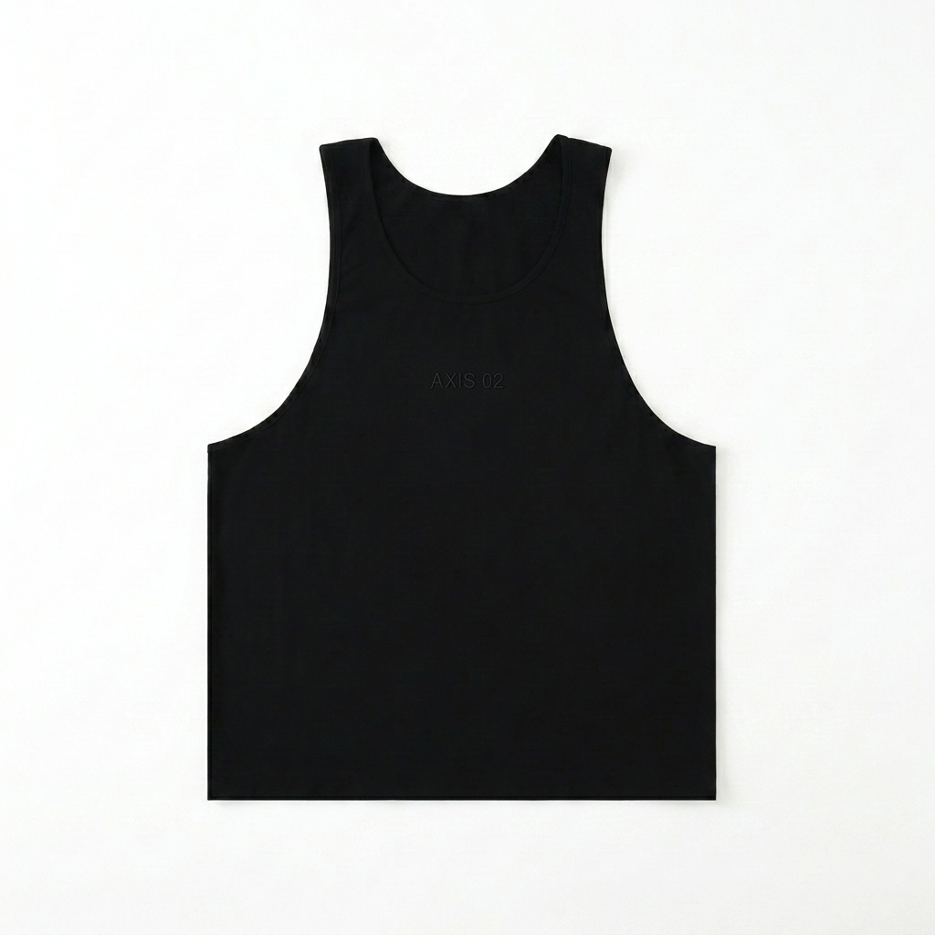 Custom Unisex Loose Tank Top design direction 1: Tonal Minimalist Wordmark featuring the AXIS 02 wordmark