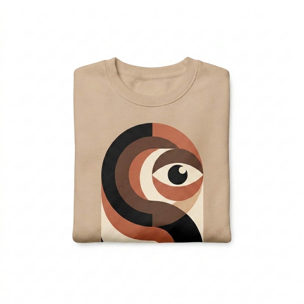 Custom Unisex Organic Crewneck Sweatshirt design direction 2: Bold Abstract Graphic featuring the ORBIT wordmark