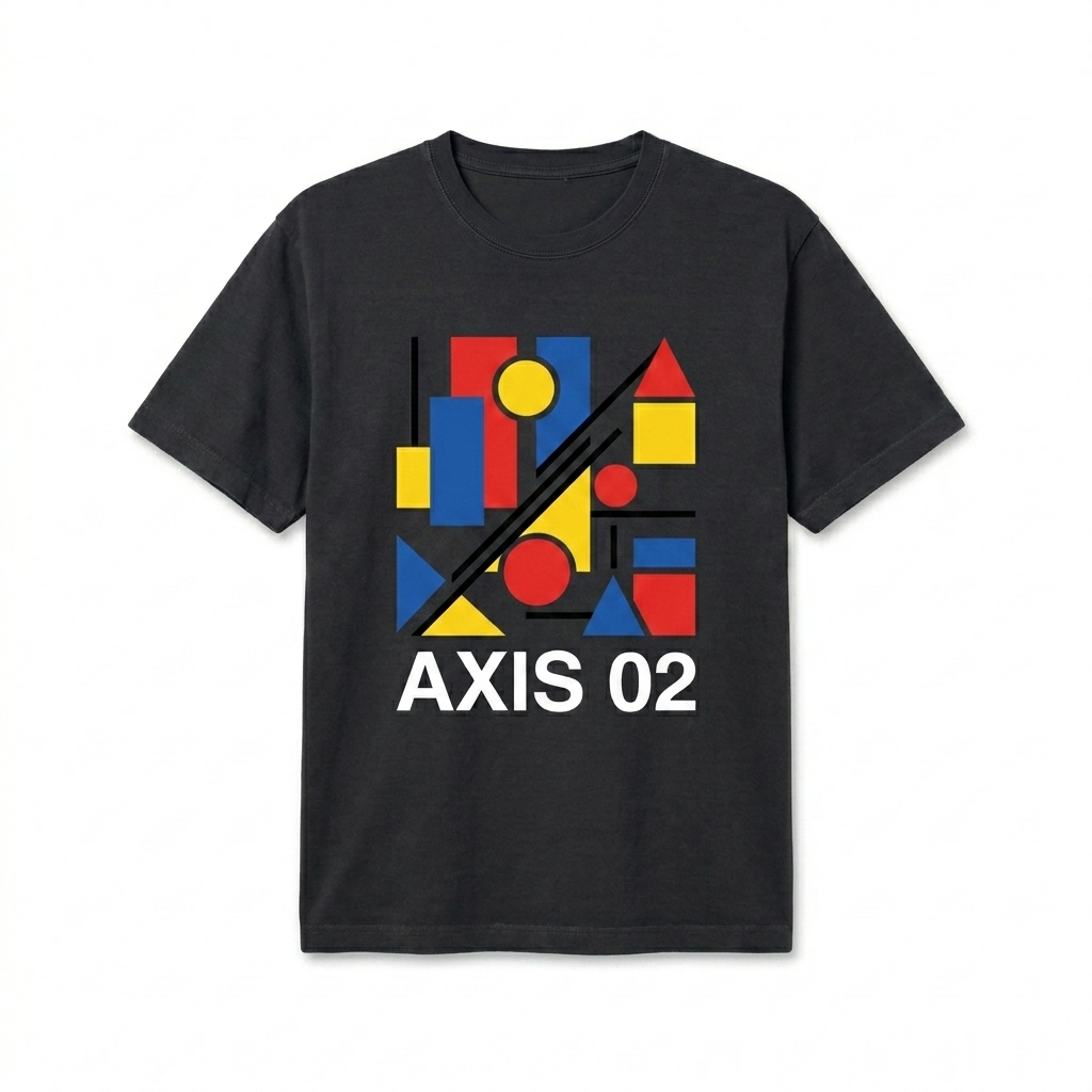 Custom Unisex Oversized Garment-Dyed T-Shirt design direction 2: Bold Abstract Graphic featuring the AXIS 02 wordmark