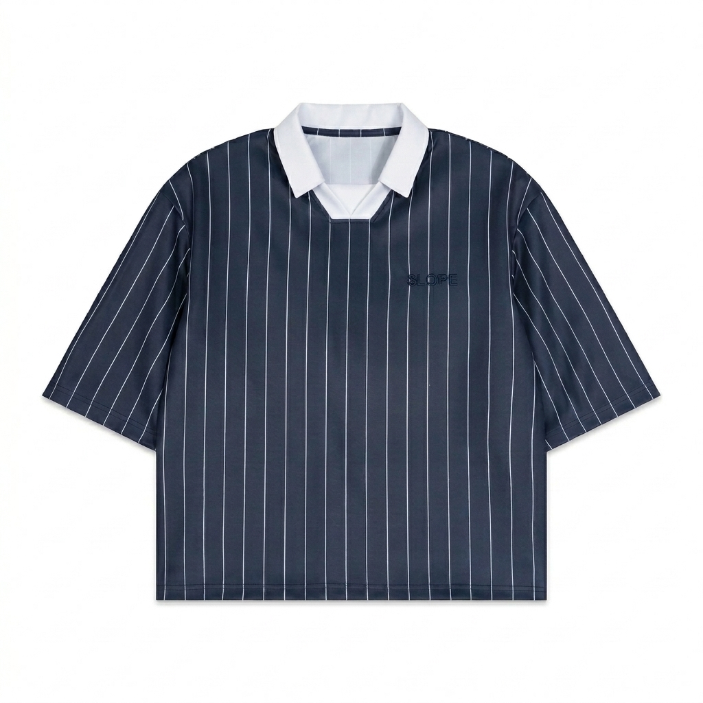 Custom Unisex Pinstripe Soccer Jersey design direction 1: Tonal Minimalist Wordmark featuring the SLOPE wordmark