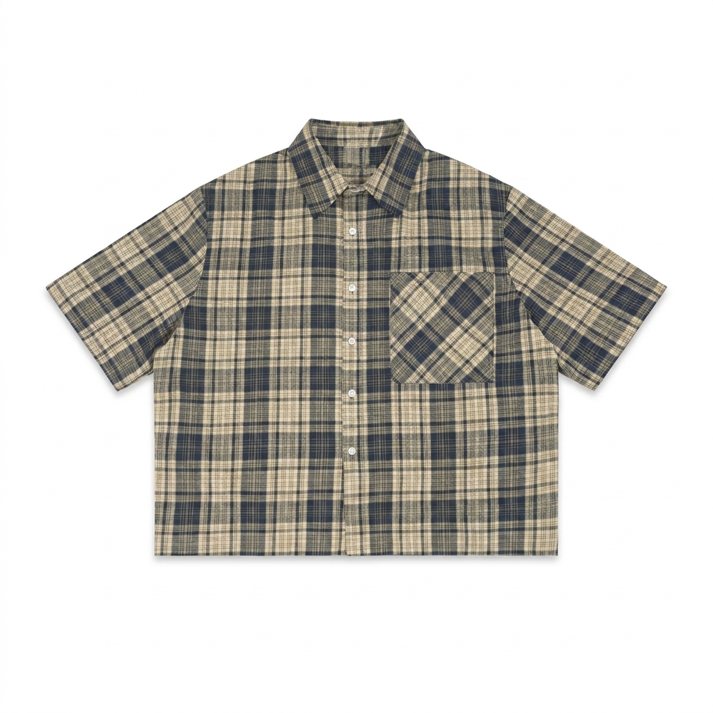 Custom Unisex Plaid Boxy Short Sleeve Shirt — T-Shirts