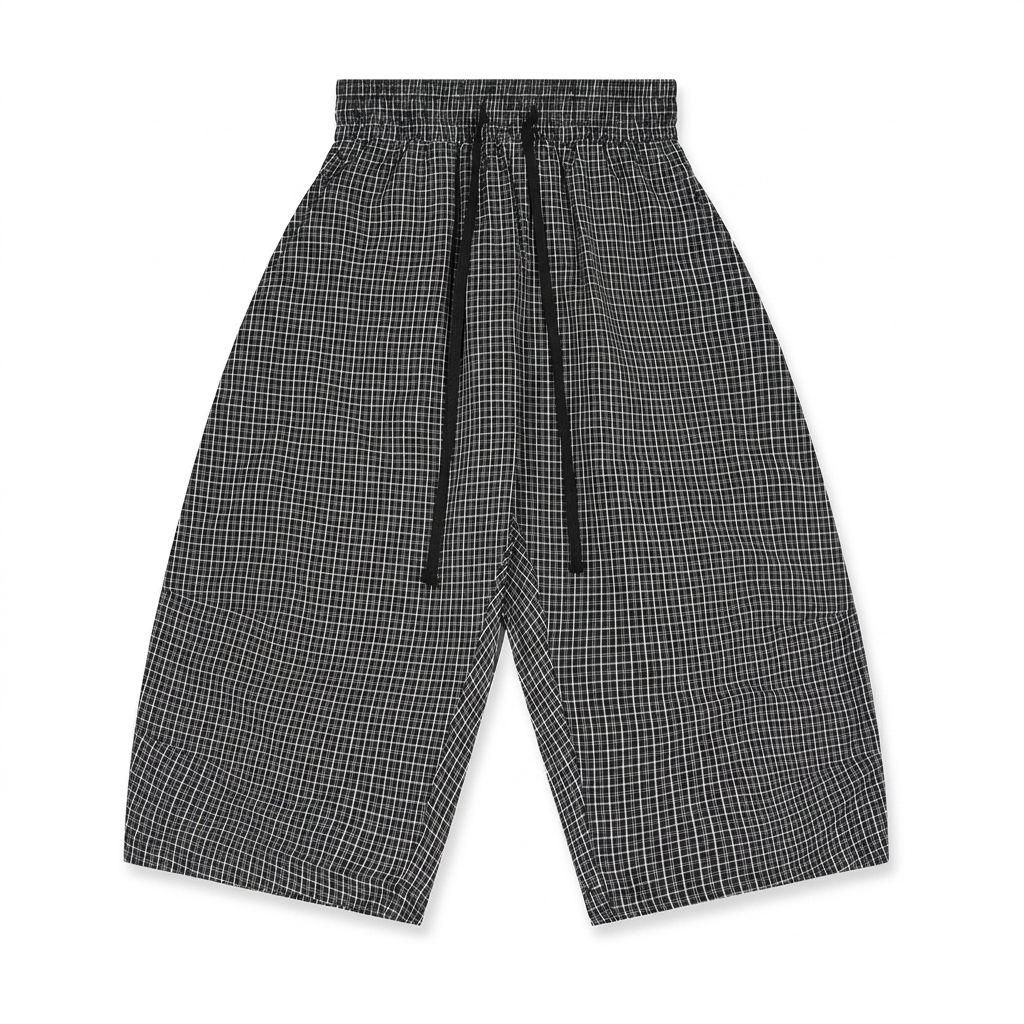 Custom Unisex Plaid Loose Capri Shorts — Shorts