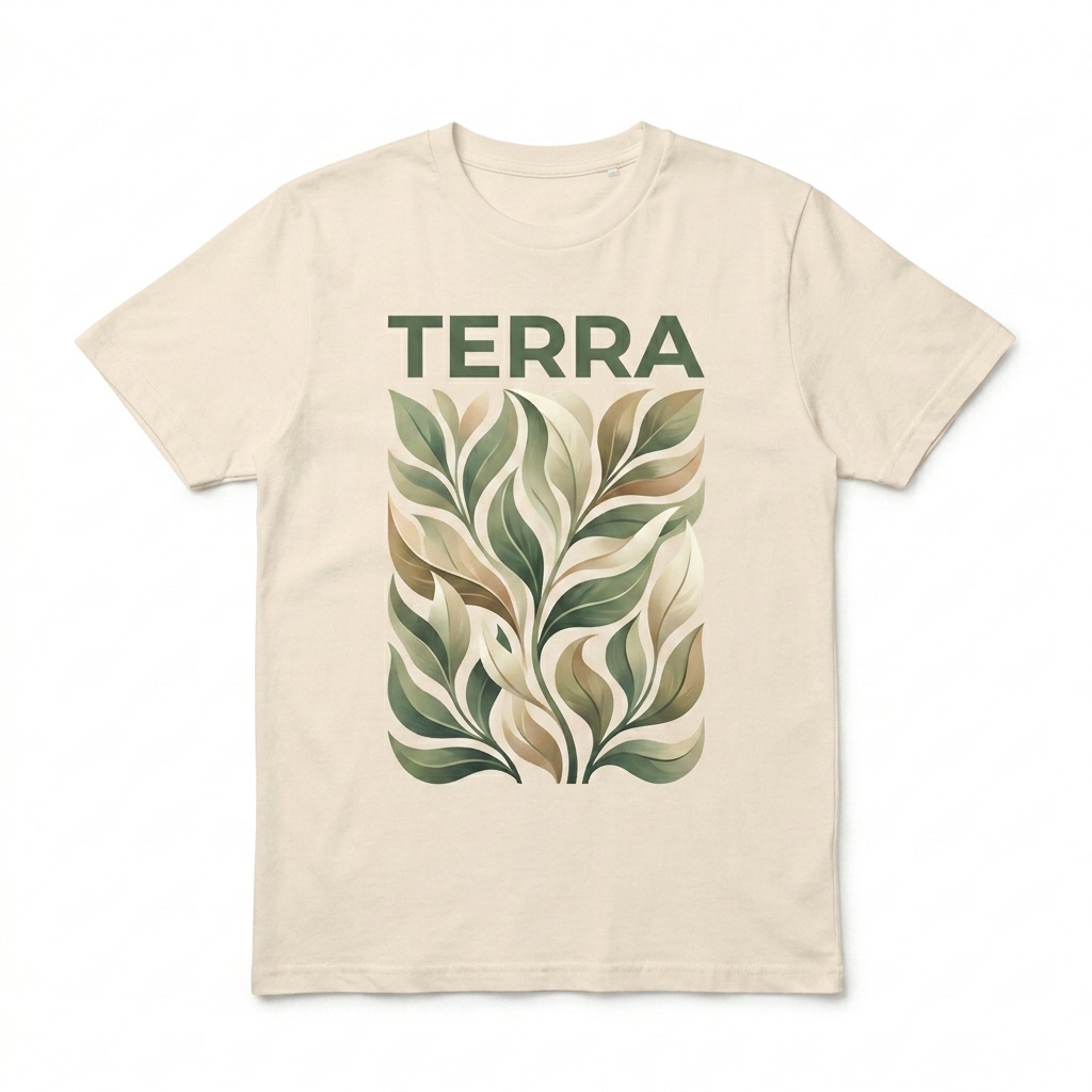 Custom Unisex Premium T-Shirt design direction 2: Bold Graphic Illustration featuring the TERRA wordmark