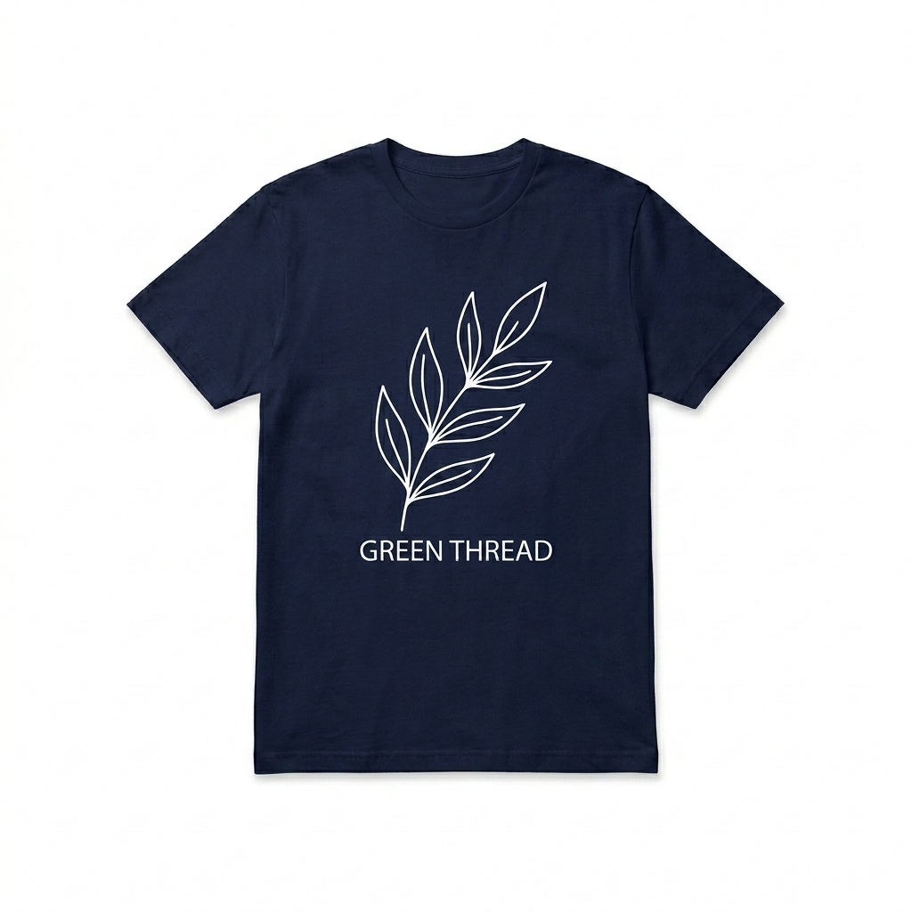 Custom Unisex Recycled T-Shirt design direction 2: Botanical Line Art featuring the GREEN THREAD wordmark