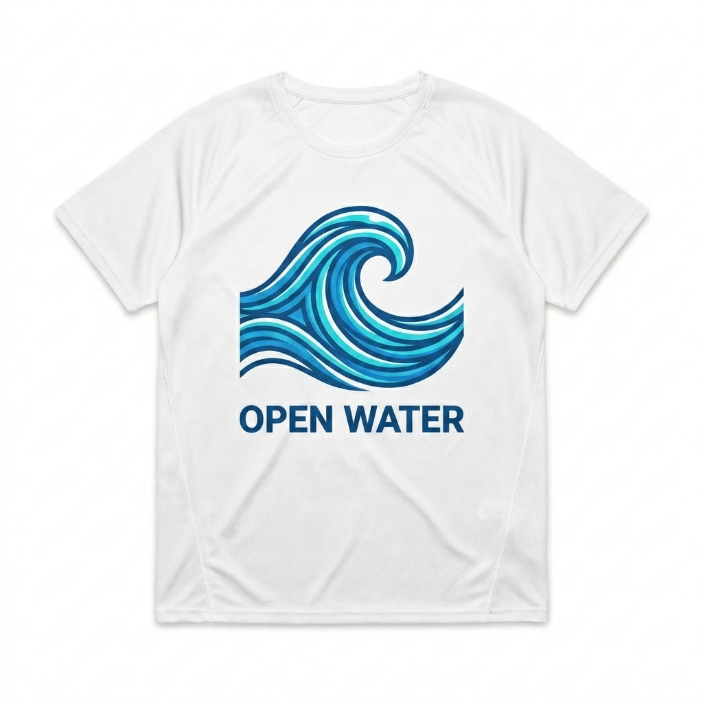 Custom Unisex Sports Jersey design direction 2: Dynamic Flow Graphic featuring the OPEN WATER wordmark