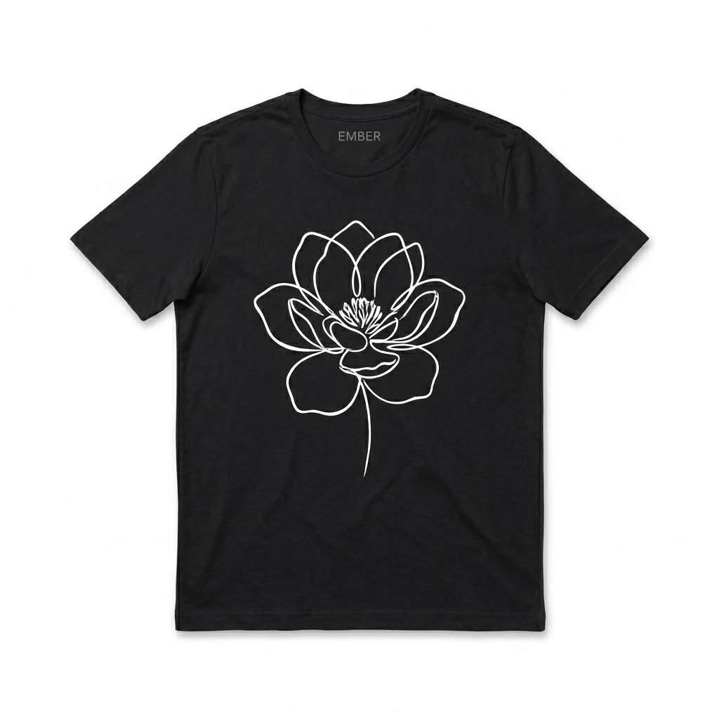 Custom Unisex Staple T-Shirt design direction 2: Bold Graphic Illustration featuring the EMBER wordmark