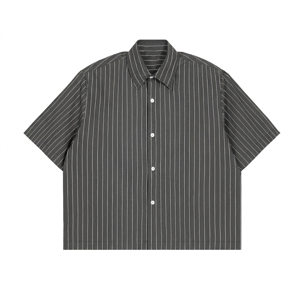 Custom Unisex Striped Boxy Button-Up Shirt — T-Shirts