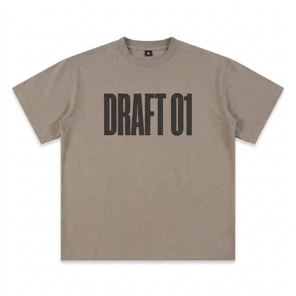 Custom Unisex Sueded Cotton T-Shirt design direction 3: Typography Experiment featuring the DRAFT 01 wordmark