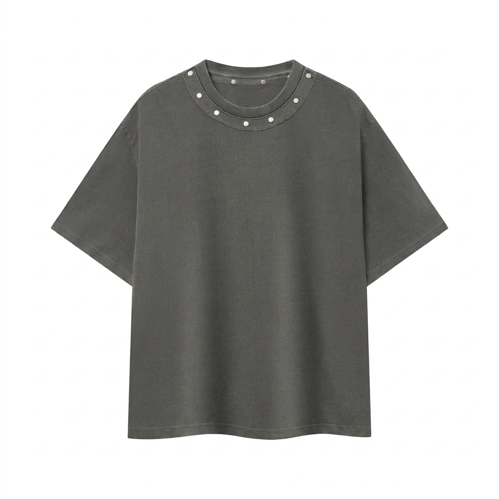 Custom Unisex Washed Boxy Studded T-Shirt — T-Shirts