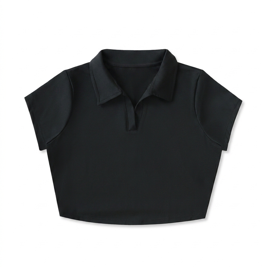Custom V-Neck Lapel Crop Top — T-Shirts